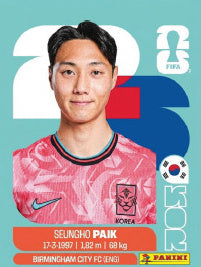 Seungho Paik Corea Del Sur (KOR14) - Sticker World Cup 2026