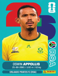 Oswin Appollis Sudáfrica (RSA20) - Sticker World Cup 2026