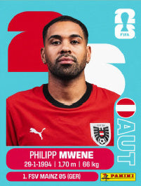 Phillipp Mwene Austria (AUT8) - Sticker World Cup 2026